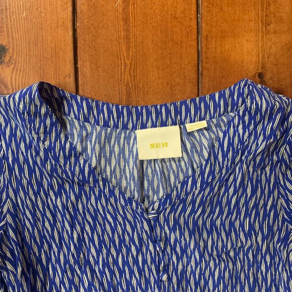 Maeve Lila Blue White Tiered 3/4 Sleeve XX-Small V-Neck Tiered Tunic Top GUC - Picture 6 of 16